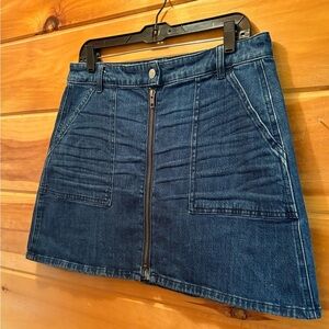 Madewell Blue Asymmetrical Skater Mini Skirt
